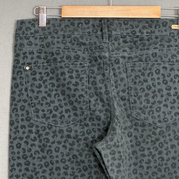 Pilcro Womens Jeans 31 Stet Teal Blue Flocked Velvet Leopard Animal Boho Western - Picture 5 of 16
